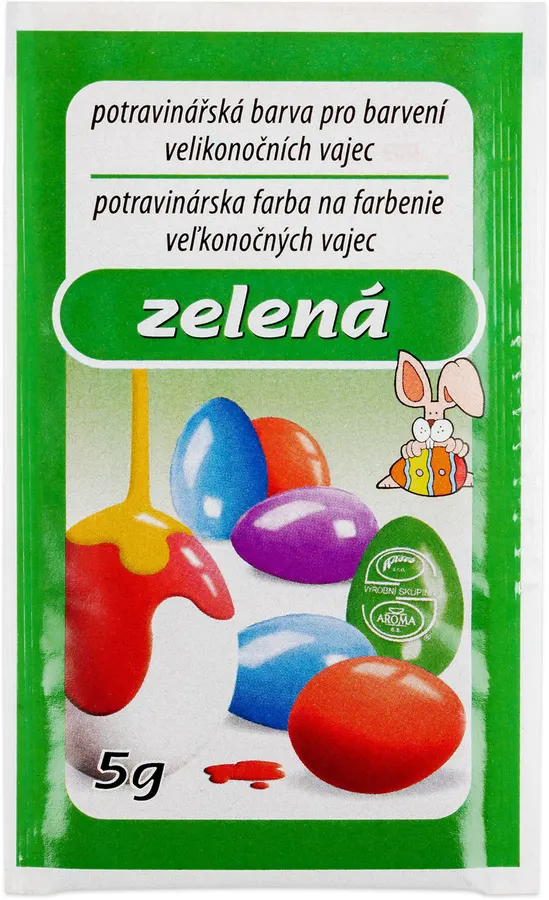 Sáček se zelenou práškovou barvou na velikonoční vejce Aroco