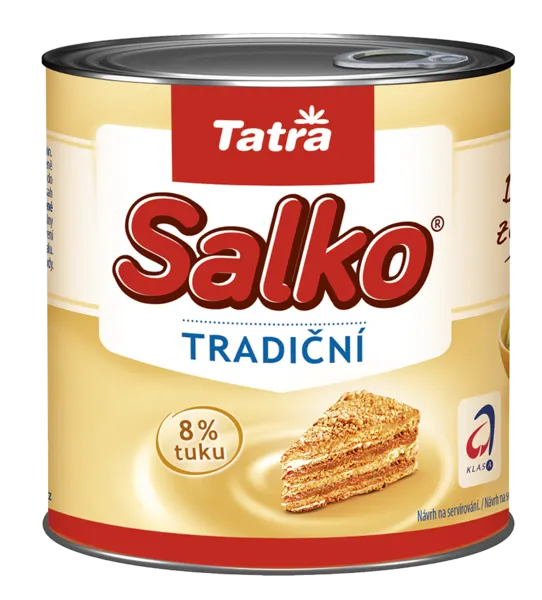 Plechovka zahuštěného slazeného mléka Tatra Salko 8%