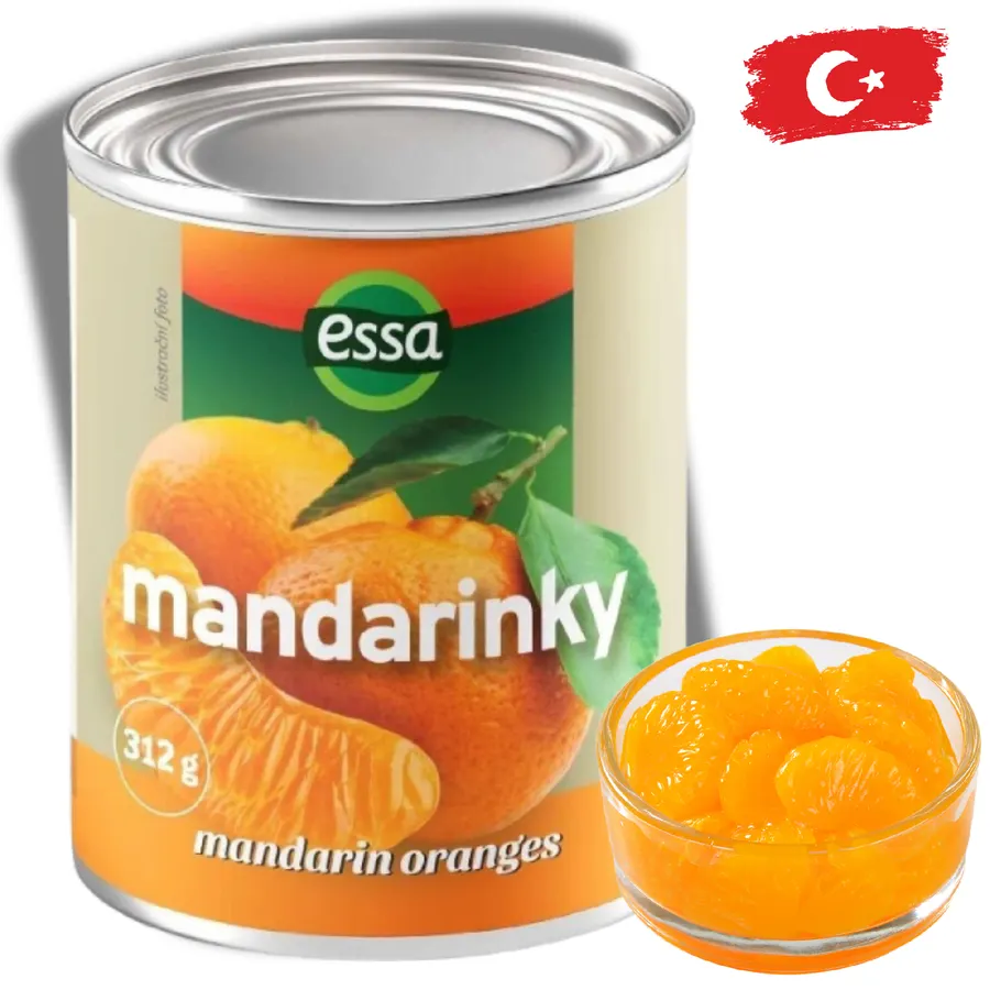 Plechovka se sladkým mandarinkovým kompotem pro pečení