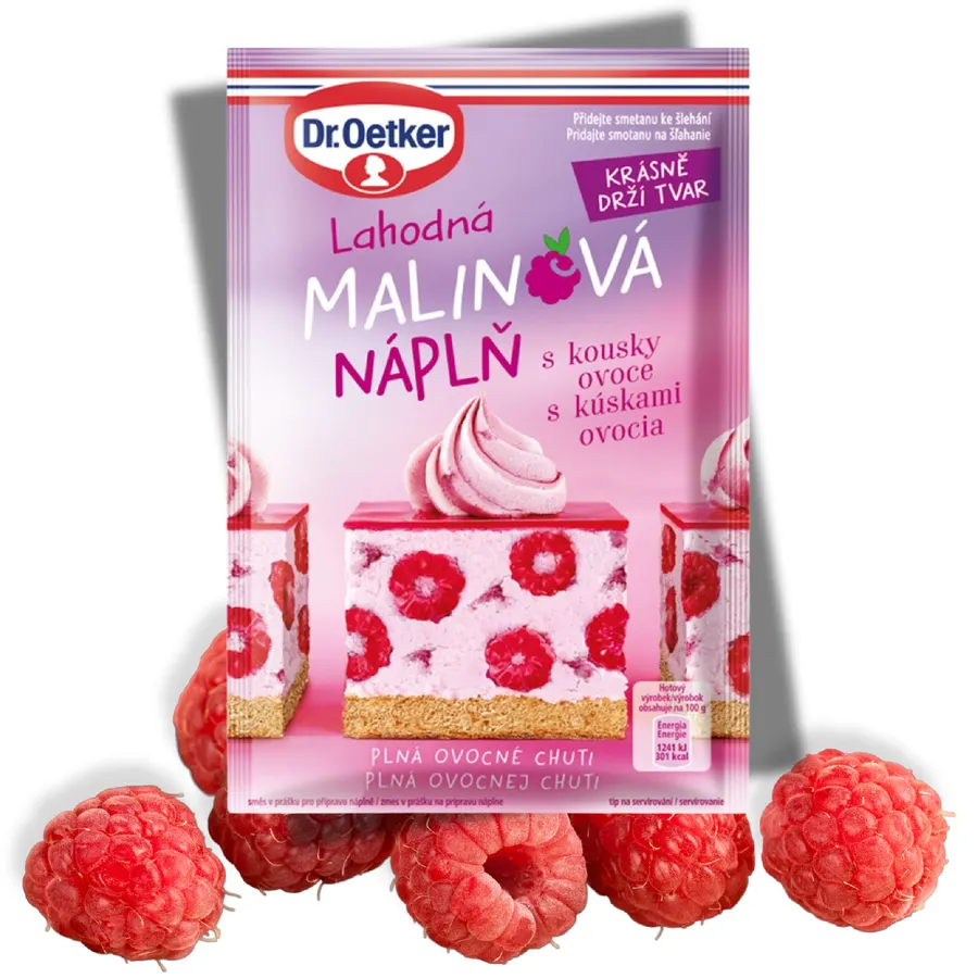 Sáček s malinovou smetanovou náplní Dr. Oetker