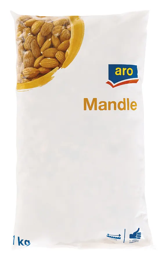 Balení celých jader mandlí natural ARO 1 kg