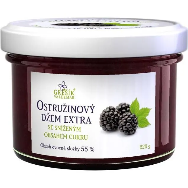 Sklenice s ostružinovým džemem extra Grešík 220 g