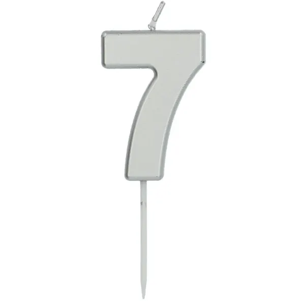 Stříbrná dortová svíčka číslice 7 Folat