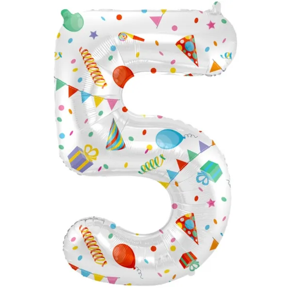 Foliová číslice 5 Party Joy vysoká 86 centimetrů