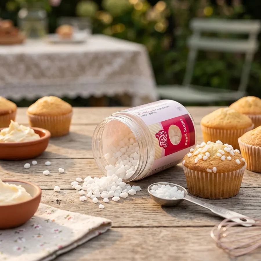 Bílé krystalky granulovaného perlového cukru FunCakes