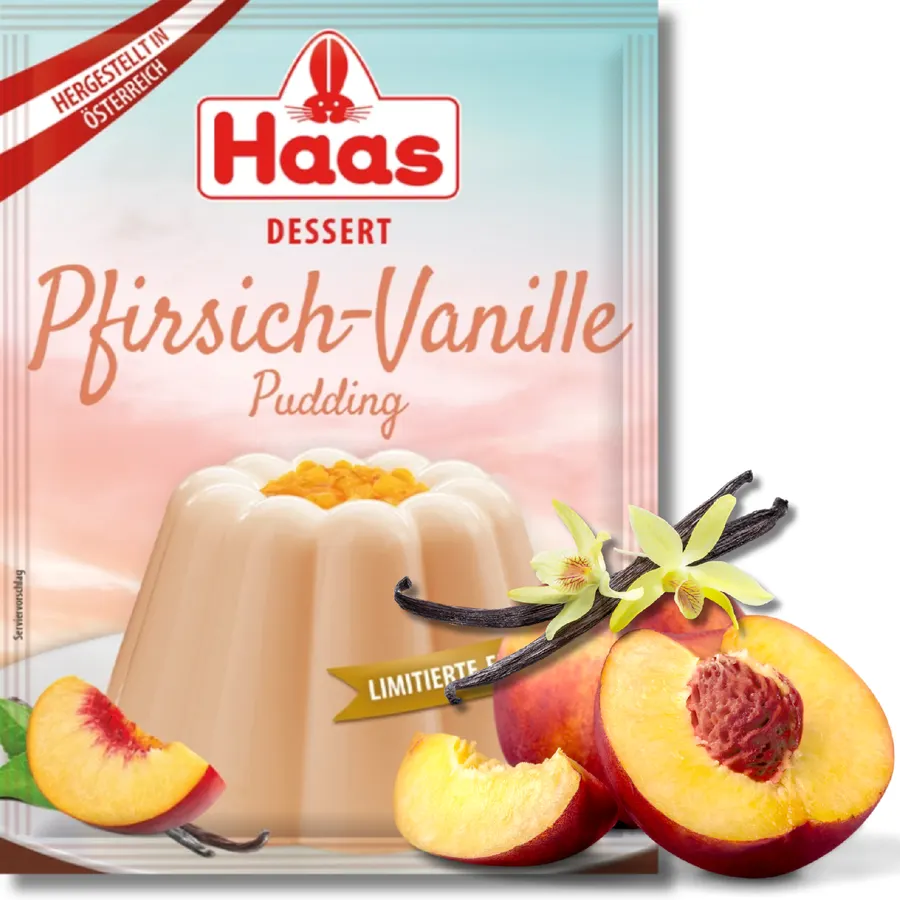 Sáček pudingu HAAS s příchutí broskve a vanilky