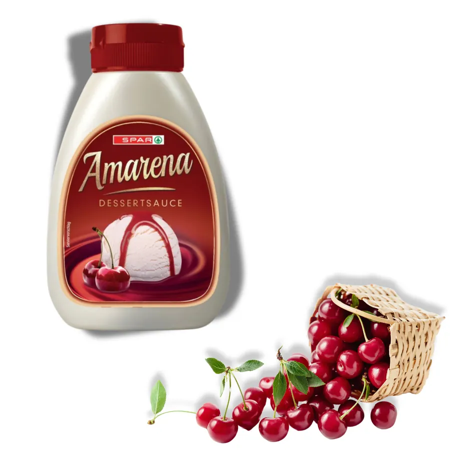 Láhev s višňovým dezertním toppingem SPAR 250 g