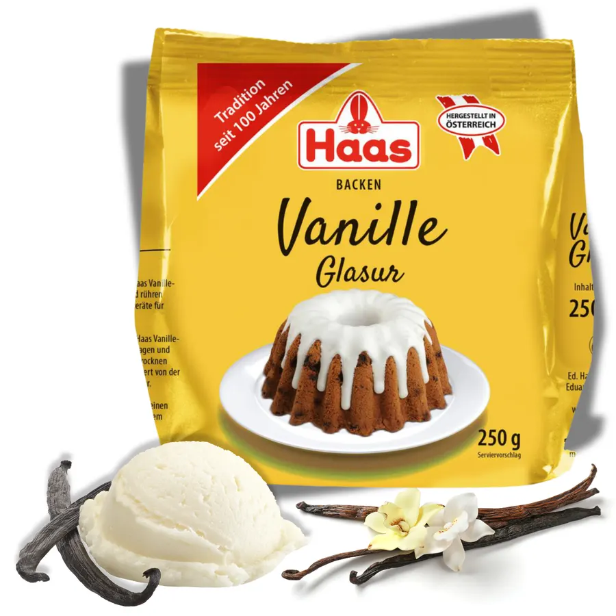 Sypká vanilková poleva Haas v balení 250 g
