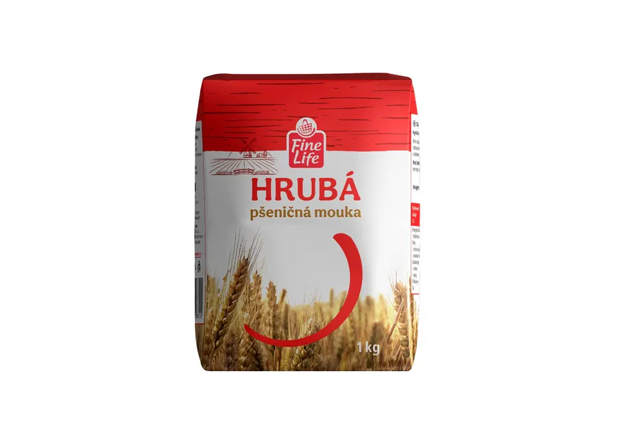 Balík deseti kilogramových balení hrubé pšeničné mouky FINE LIFE