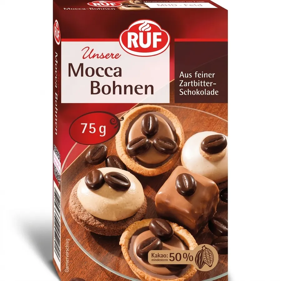 Čokoládová kávová zrna RUF na zdobení dezertů