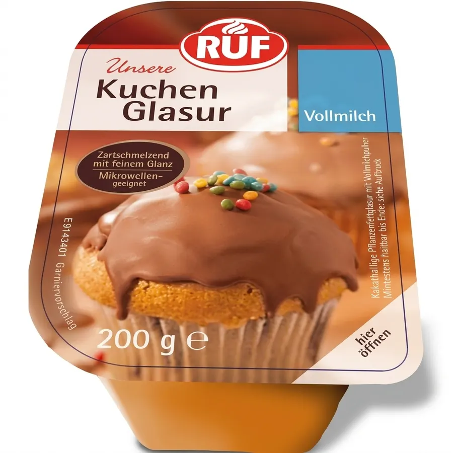 Balení mléčné čokoládové polevy RUF na dorty