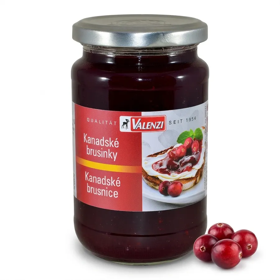 Sklenice s kanadskými brusinkami Valenzi 390 gramů