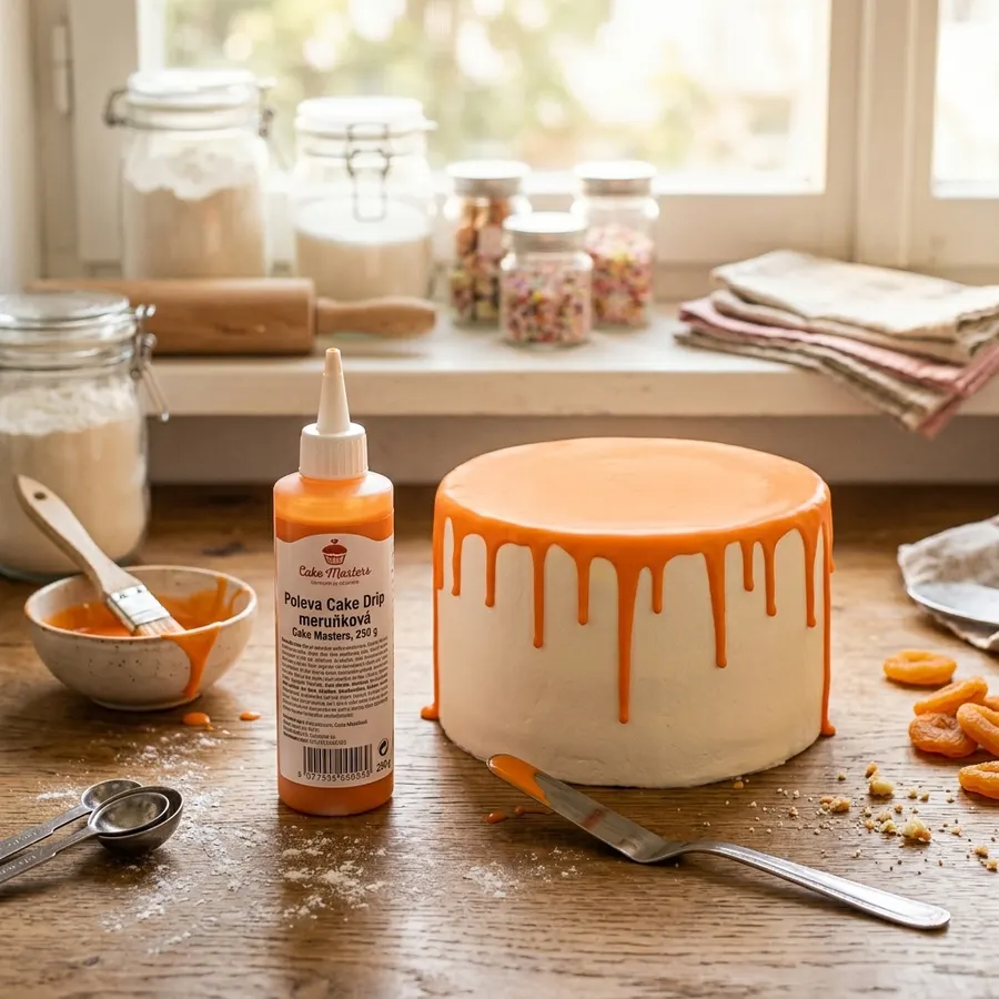 Lahvička s meruňkovou polevou Cake Drip Cake Masters