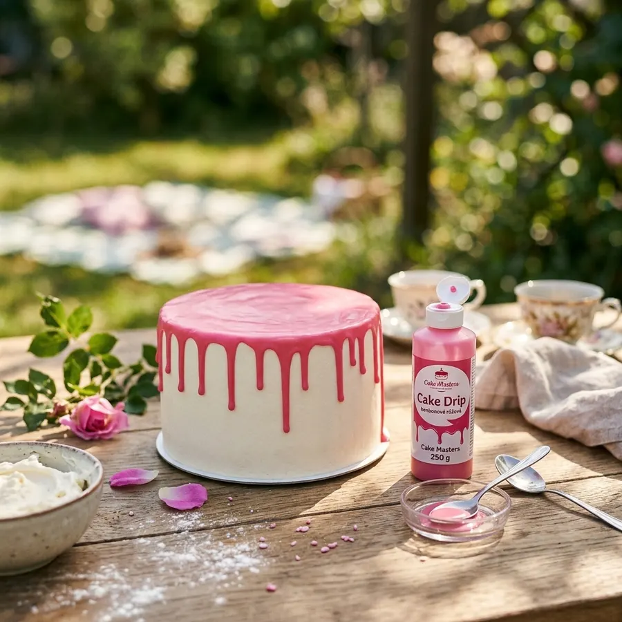 Růžová poleva Cake Drip Cake Masters v lahvičce
