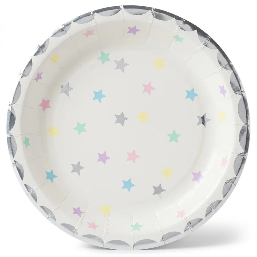 Papírový talíř Unicorn s hvězdami průměr 18 cm