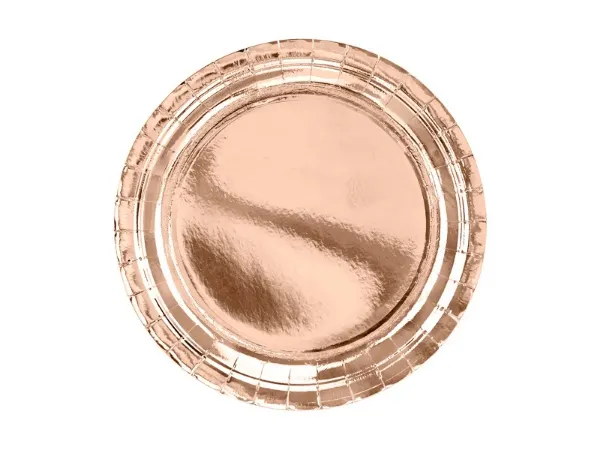 Papírové talíře metalické rose gold 23 cm 6 kusů