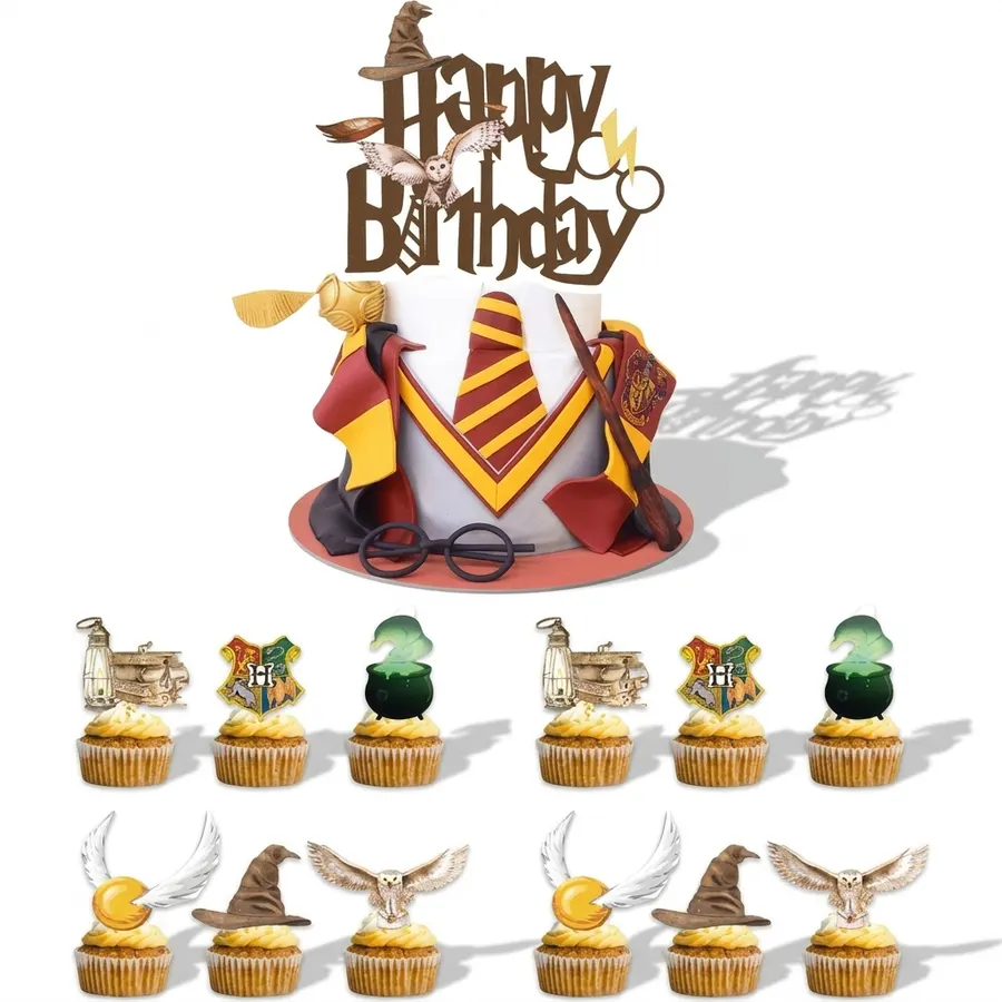 Sada nejedlých zápichů Happy Birthday Harry Potter na dort