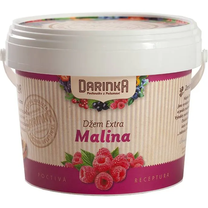 Balení malinového džemu Darinka s extra podílem ovoce