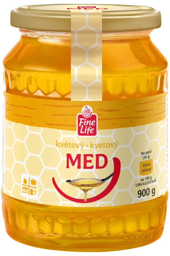 Sklenice s květovým medem Fine Life 900 g