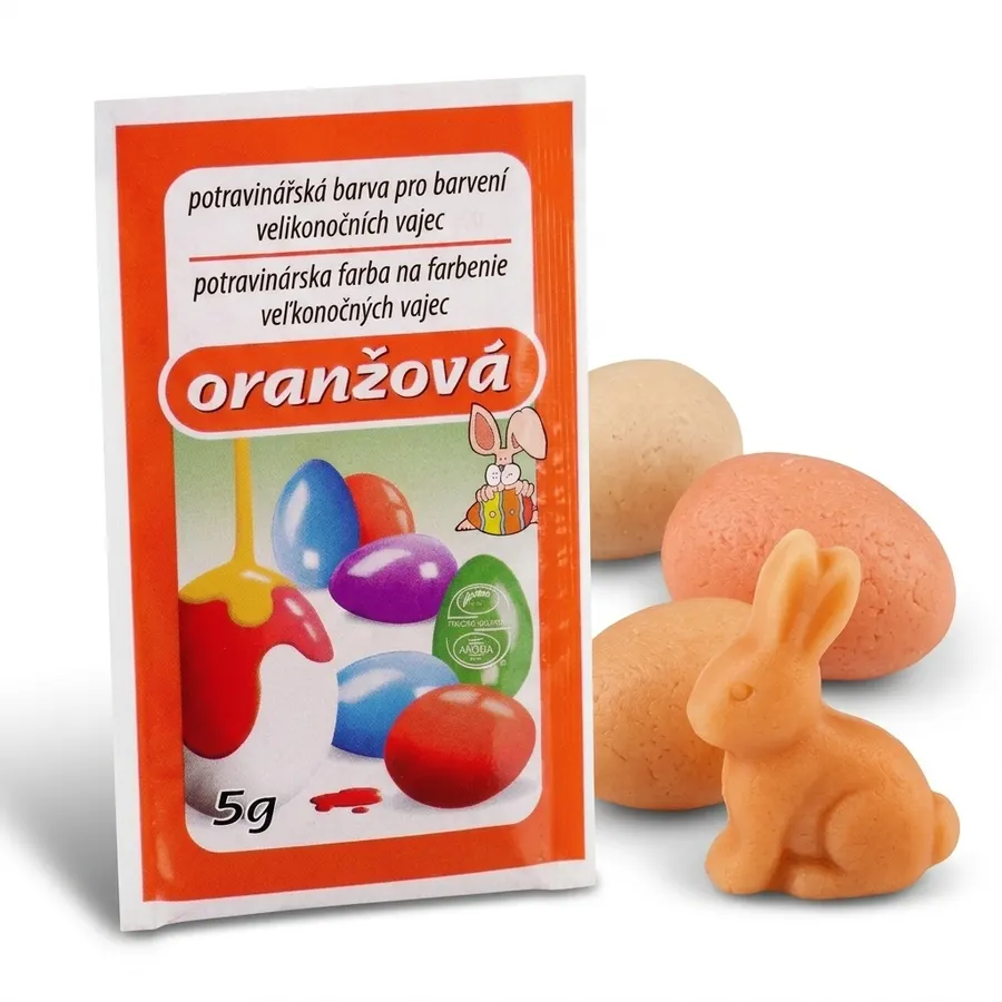 Sáček oranžové práškové barvy na velikonoční vajíčka