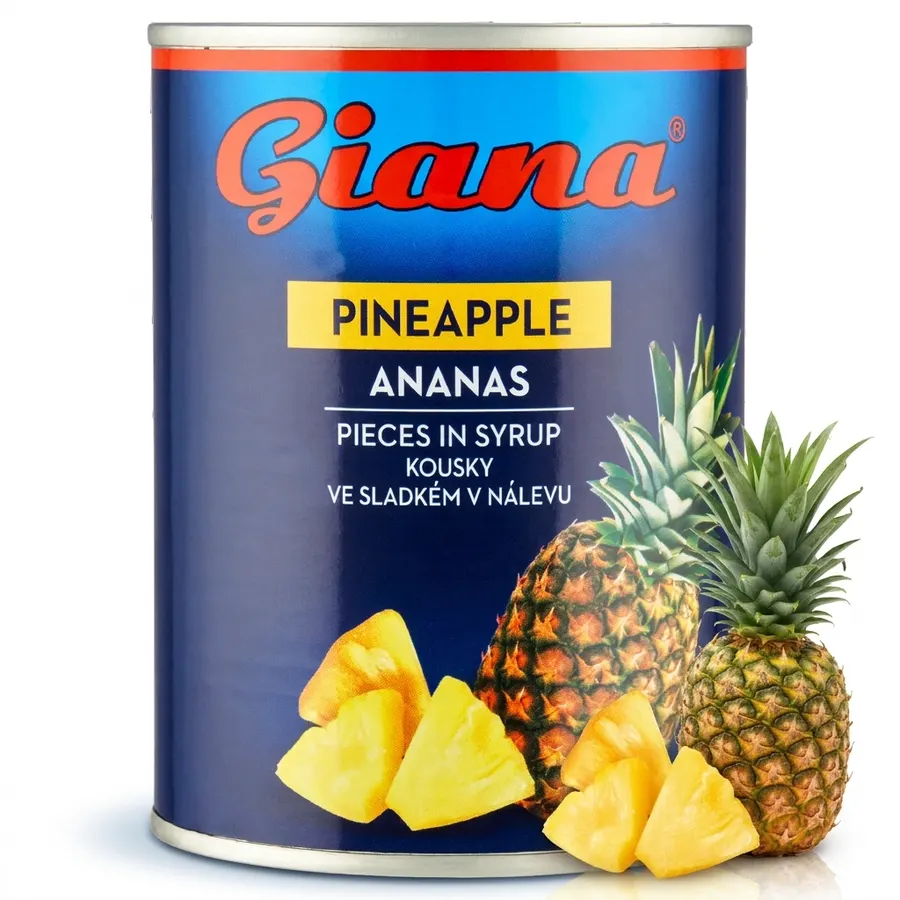Plechovka ananasových kousků Giana 580 ml ve sladkém nálevu
