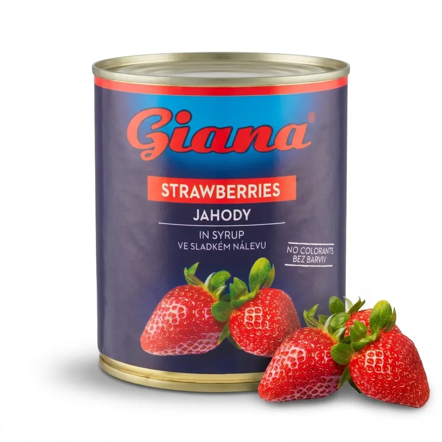 Plechovka jahod ve sladkém nálevu značky GIANA