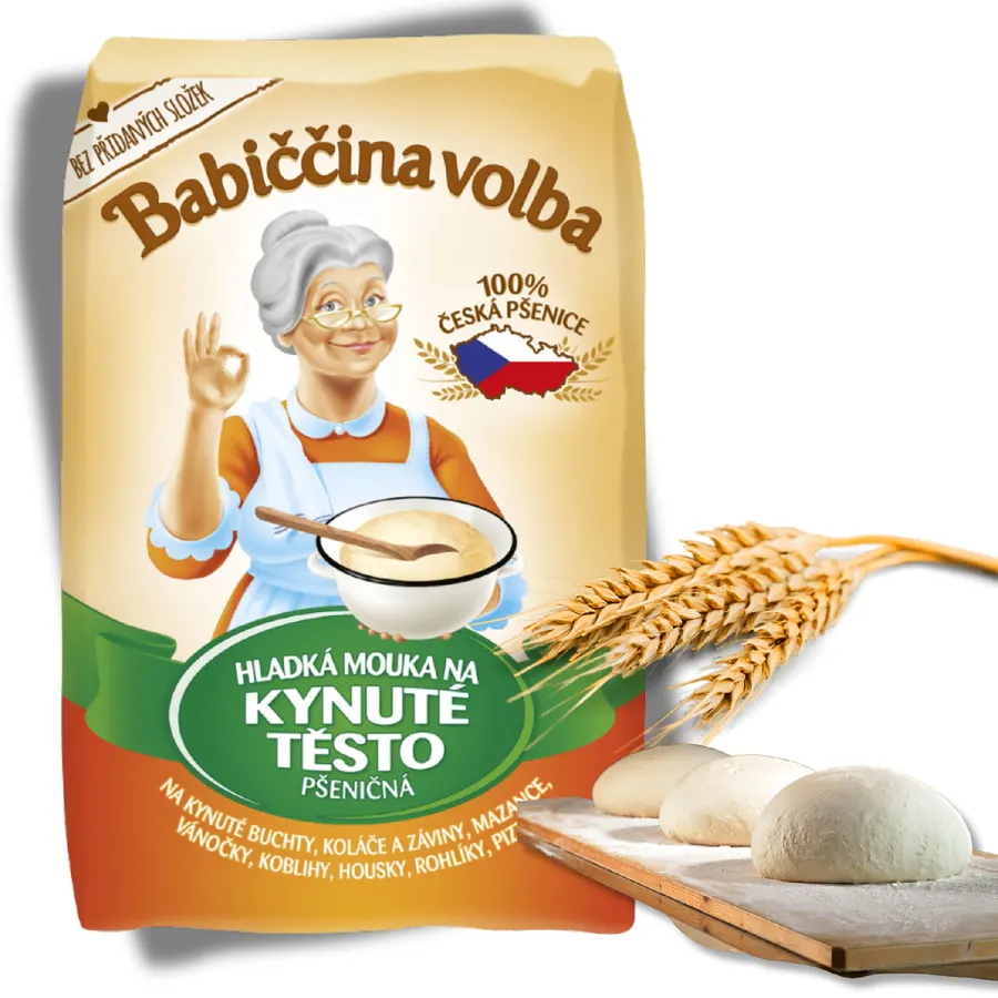 Papírový sáček pšeničné mouky Babiččina volba na kynuté těsto