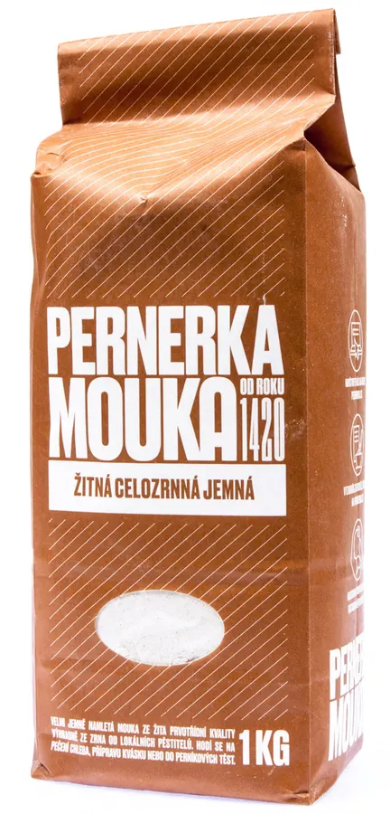 Papírový sáček žitné celozrnné mouky Pernerka 1 kg