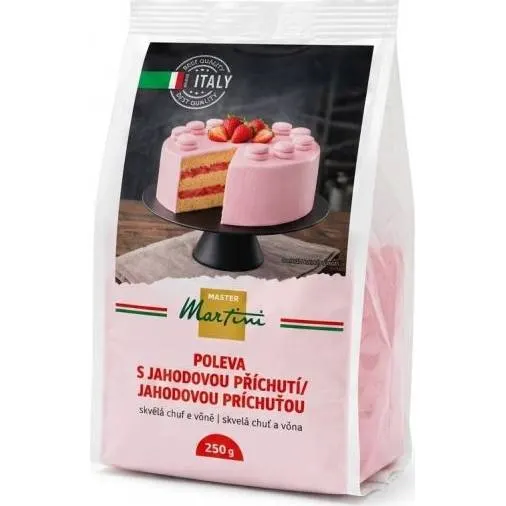 Růžová jahodová poleva na dorty Master Martini 250 g