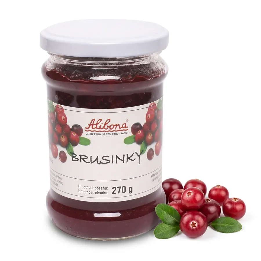 Sklenice se zavařenými brusinkami ALIBONA o hmotnosti 270 g