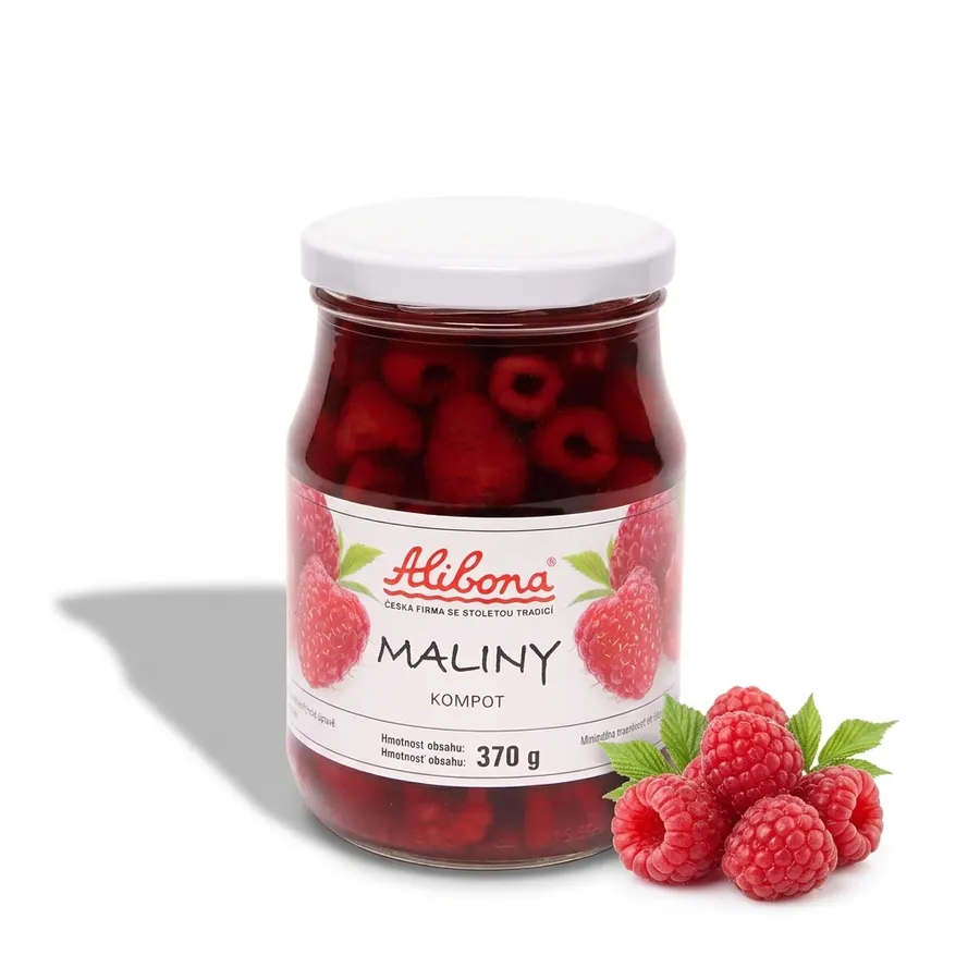 Sklenice s malinovým kompotem Alibona 370 g