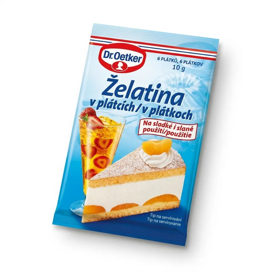 Balení želatiny v plátcích Dr. Oetker 10 g