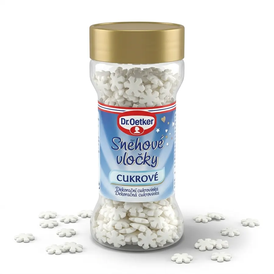 Bílé cukrové sněhové vločky Dr. Oetker na zdobení
