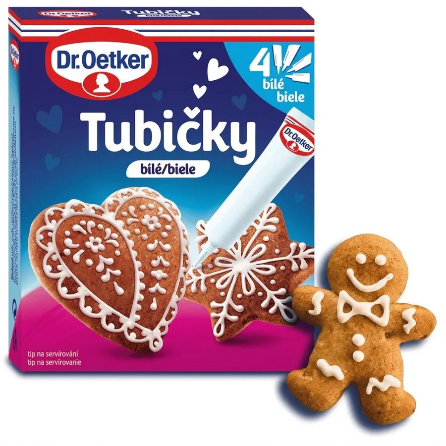 Bílá zdobicí poleva v tubičkách na perníčky Dr. Oetker