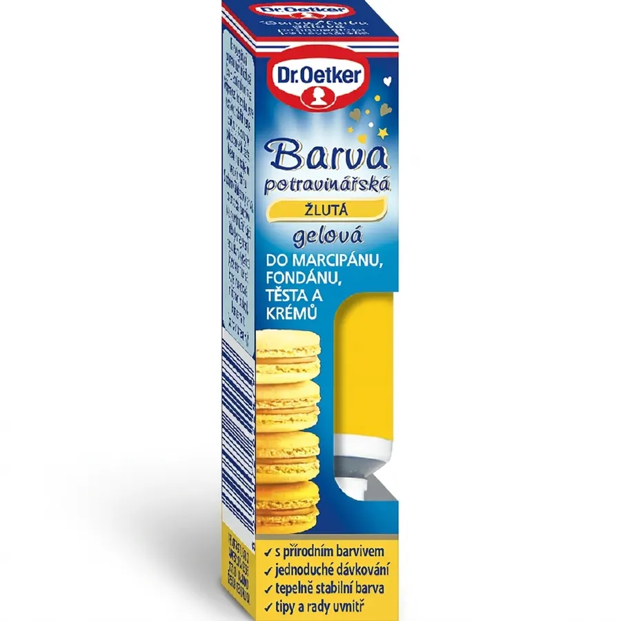 Žlutá gelová potravinářská barva Dr. Oetker v tubě