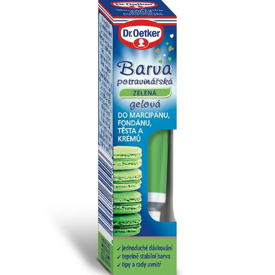 Tuba se zelenou gelovou potravinářskou barvou Dr. Oetker