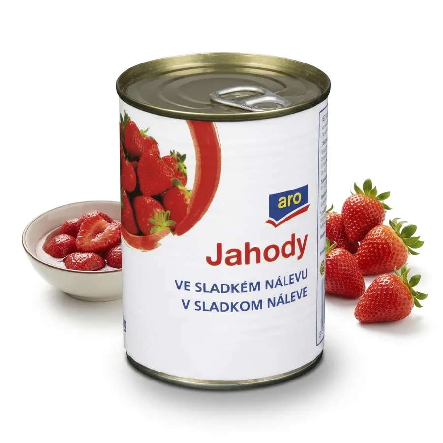 Plechovka s jahodovým kompotem ARO 425g