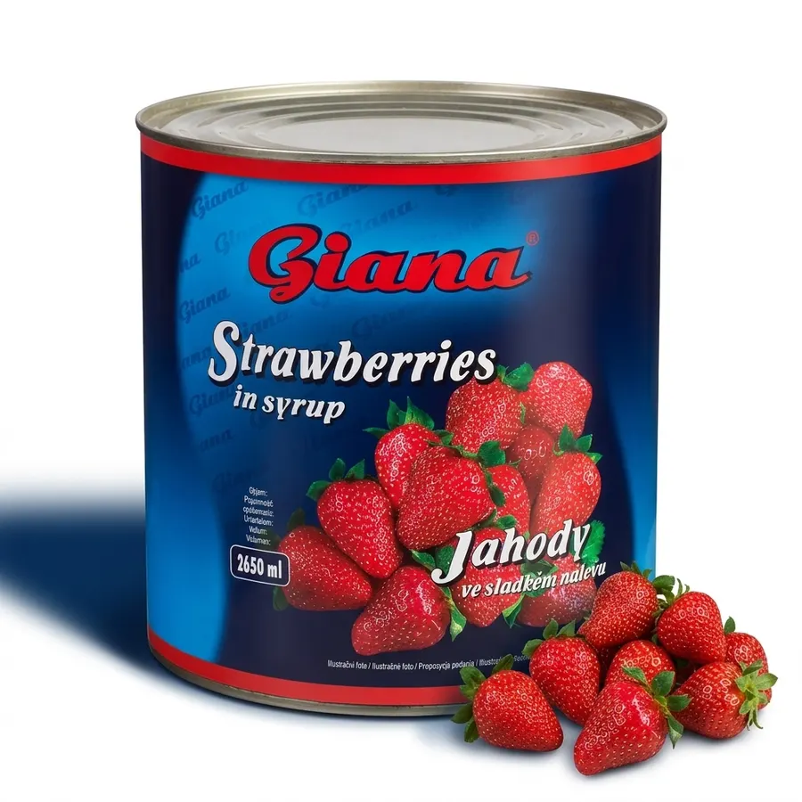 Plechovka s jahodami ve sladkém nálevu Giana