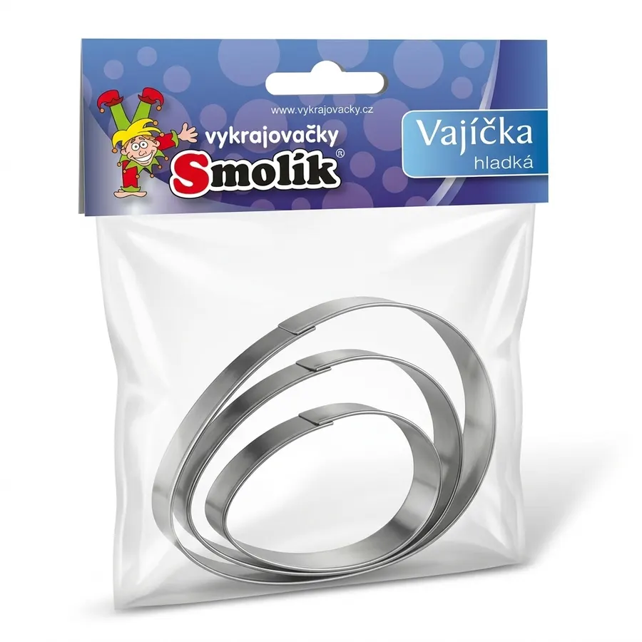Sada tří plechových vykrajovátek ve tvaru vajíček