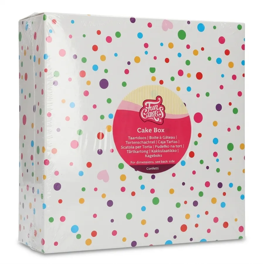 Dortová krabice FunCakes s konfetovým vzorem 25x25x15 cm