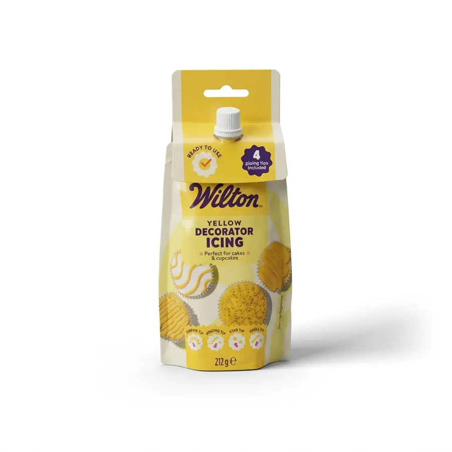 Žlutá zdobicí poleva Wilton Decorator Icing se čtyřmi špičkami