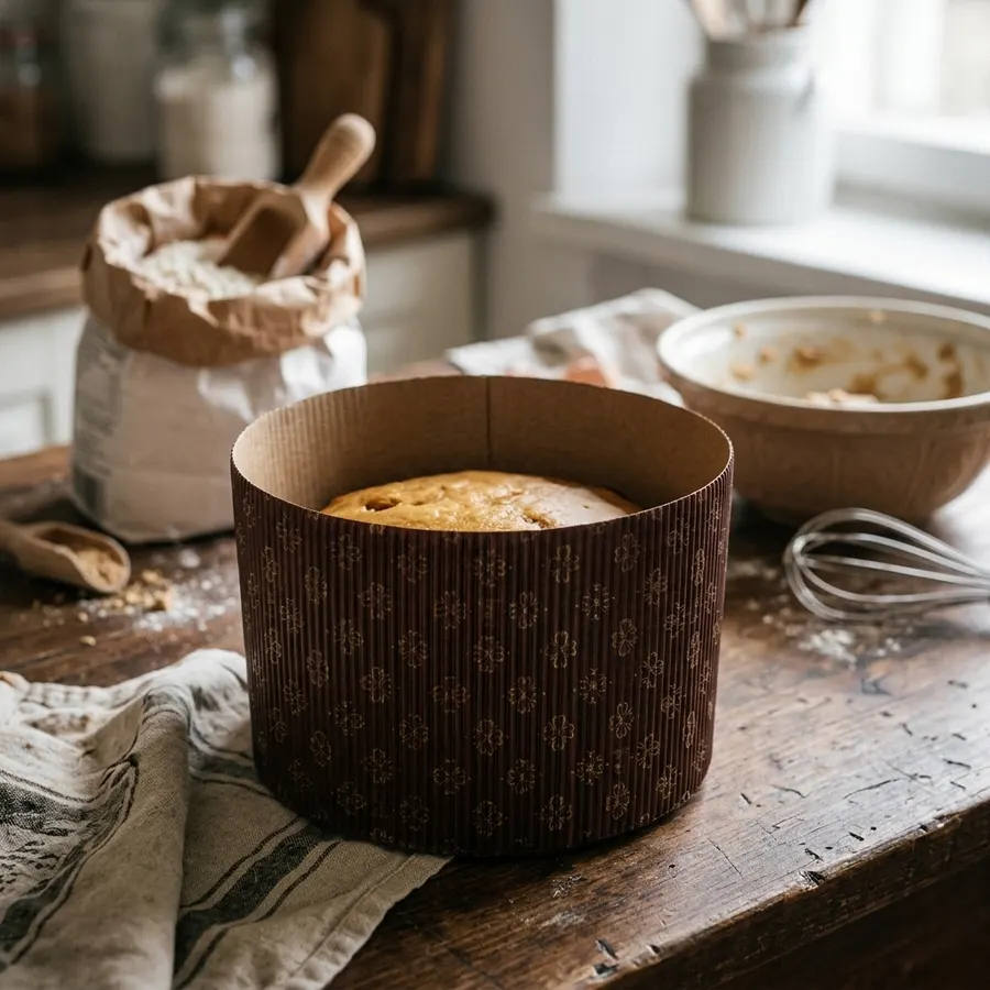 Hnědá kulatá papírová forma na pečení panettone